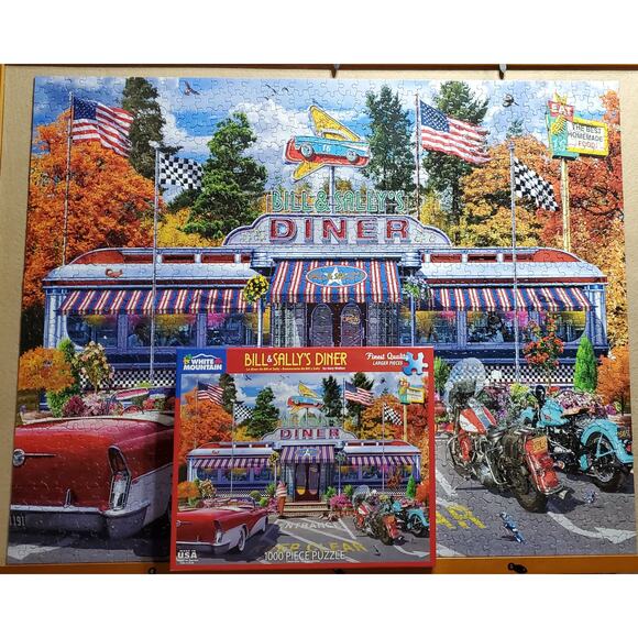 White Mountain Bill & Sally's Diner 1000 Piece Puzzle #1631 24inx30in Pre-Owned - Picture 4 of 7